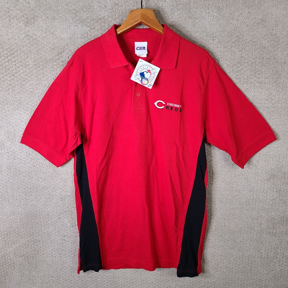 Cincinnati Reds‎ Shirt Mens Large Tall Red Black Polo CSA MLB Baseball NEW